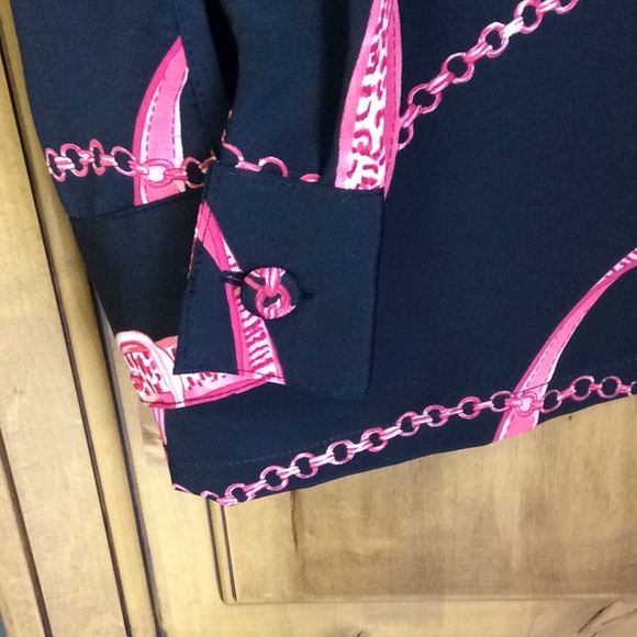 FINAL SALE PRICE Liz  Baker LS Blk/Coral Blouse in Medium - Picture 4 of 7